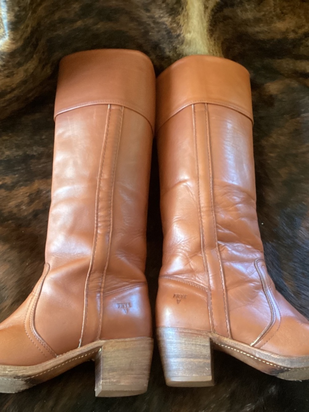 Beautiful Rare Vintage Frye Campus Fold Over Reddish Brown Tall Leather Boots🌺 - Picture 4 of 15